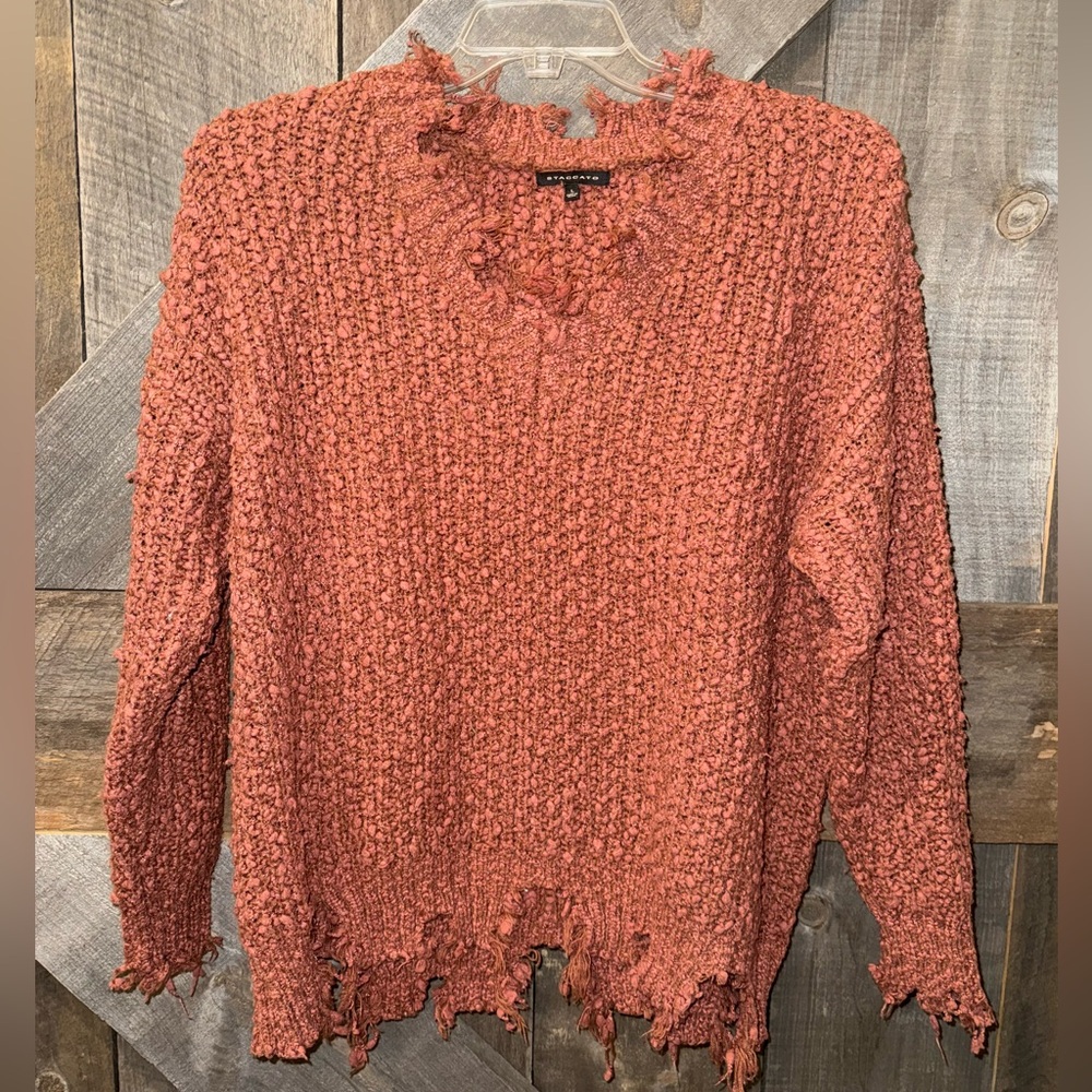 Staccato Distressed Rust Colored Sweater, women’s size large